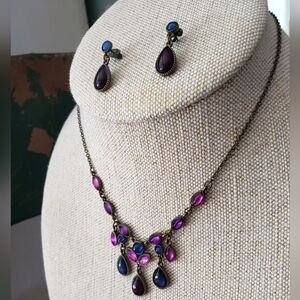 Vintage Elegant Purple and Blue Jewelry Set